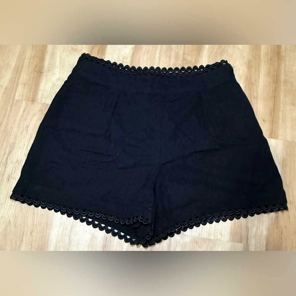 Express Black Scalloped High Waist Shorts